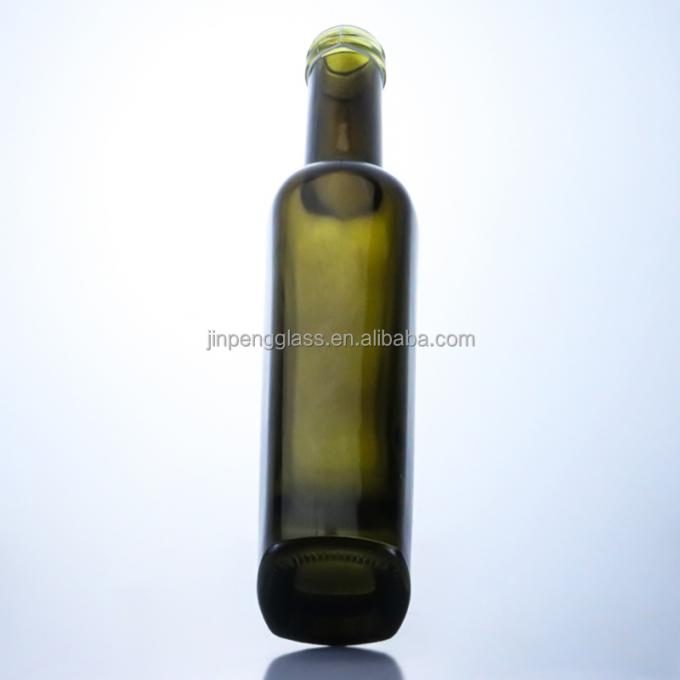 375ml Dark Green Olive Oil Glass Bottles Acid Etch Surface Handling and Tall Colored 3