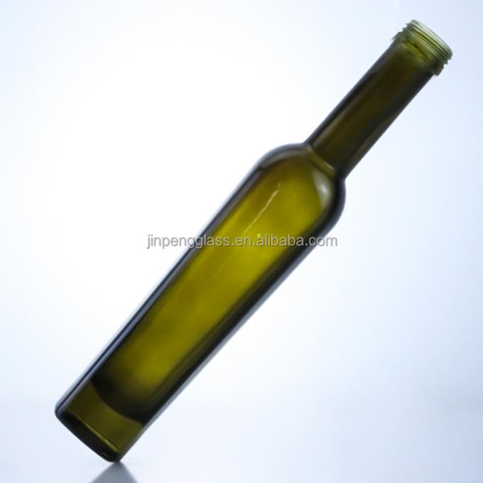 375ml Dark Green Olive Oil Glass Bottles Acid Etch Surface Handling and Tall Colored 5