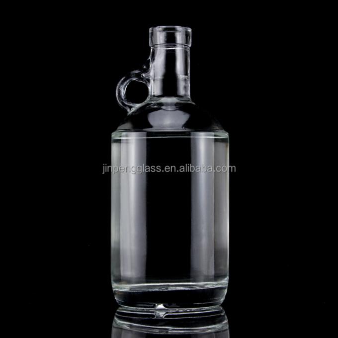 Acid Etch Surface Handling Tequila Glass Bottles with Round Neck and Empty Flint 2