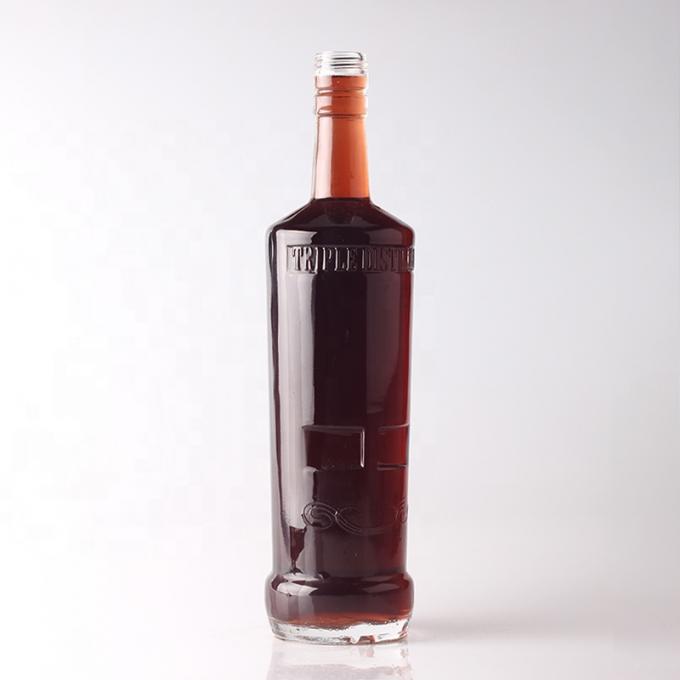 雕刻龙舌兰玻璃瓶,容量750毫升1升,圆形,软木封口类型1