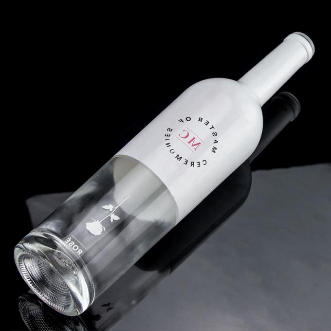 定制瓶 750毫升白色喷漆威士忌伏特加 空玻璃瓶带软木塞