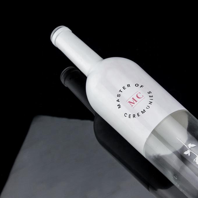 定制瓶 750毫升白色喷漆威士忌伏特加 空玻璃瓶带软木塞