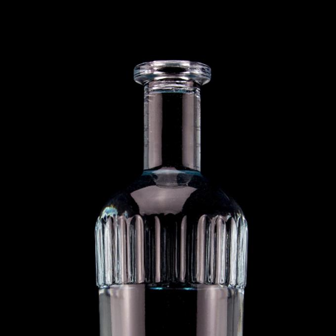 Pretty Light Blue 750ml 75cl Vertical Stripes Vodka Bottle With Lid Made of Clear Glass 4