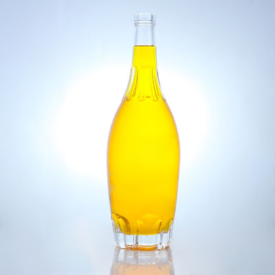 Customization Round Shape Liquor Bottle with Embossed Design and Customized Cork Cap