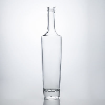 Unique Glass Collar Material Long Neck Spirit Bottle for Whisky Vodka Tequila Gin Rum