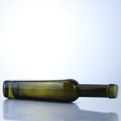 375ml Dark Green Olive Oil Glass Bottles Acid Etch Surface Handling and Tall Colored