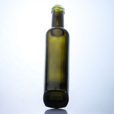 375ml Dark Green Olive Oil Glass Bottles Acid Etch Surface Handling and Tall Colored