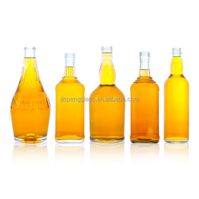Beer Gin Rum High Flint Glass Bottle Customized Screen Printing with Cork Top