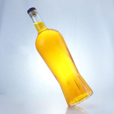 Exquisite Design 750ml Clear Vodka Liquor Bottle with Cork Glass Collar Material
