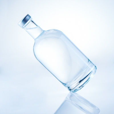 Round Glass Bottle 375ml Clear Empty Bottle For Spirits With Acid Etch Surface Handling