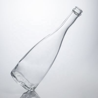 Custom Logo Unique Floral Bottom Super Flint Long Neck 750ml Glass Bottle for Gin Cork