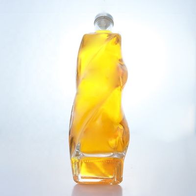 Customized Logo Special Shaped Glass Bottle Spirits 700ml 750ml With Screw Cap