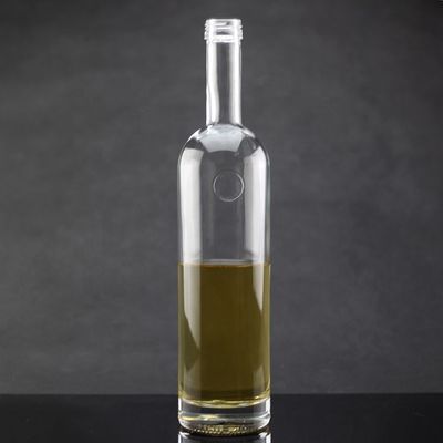 Glass Collar Olive Oil Packaging Bottles with Polygonal Design and Cork Cap Closure