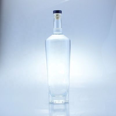 Glass Collar Glass Bottle For Alcoholic Beverages 750 ml with Cork Sealing Flint Empty