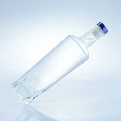 Glass Collar Glass Bottle For Alcoholic Beverages 750 ml with Cork Sealing Flint Empty