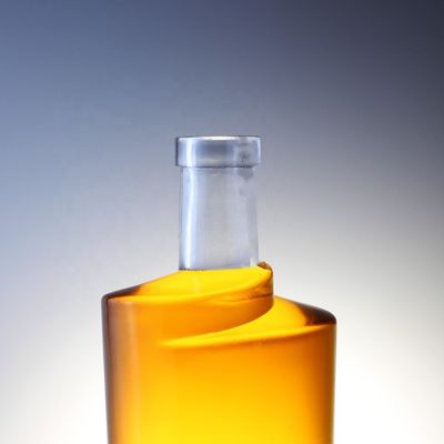 Acid Etch Surface Handling Cork Cap Twist Shaped Thick Bottom Vodka 750 ml Glass Bottle