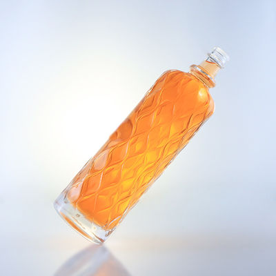 750ml Transparent Engraving Glass Bottle for Gin Rum Champagne Brandy Tequila Whisky Liquor