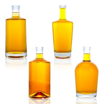 Avialable Clear Oval Shape Flask Wine Bottle 500ml 700ml 750ml With Corks for Beverage