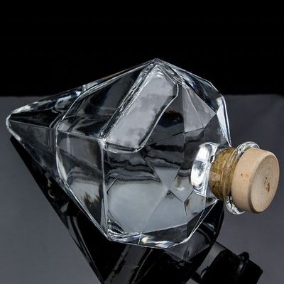 Customized Logo Engraving Transparent Unique Design Shape Gin Glass Bottle With Cork