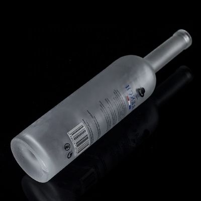 Classic Shape 700ml 750ml Frosted Applique Vodka Glass Bottle for Beverage Packaging