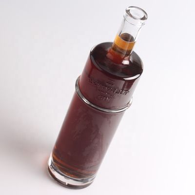 Engraved Tequila Glass Bottle at 750ml 1 Liter with Round Shape and Cork Sealing Type