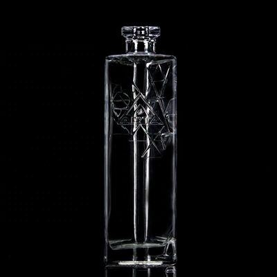 750ml Round Fancy Super Flint Triangular Pyramid Glass Bottle with Cork Logo Printing