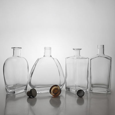 Customized Shape Acceptable Glass Liquor Bottle for Brandy Tequila Customized Logo Acceptable