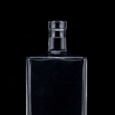 Screen Printing 1000ML Clear Glass Bottle For Vodka Square Shape With Screw Cap