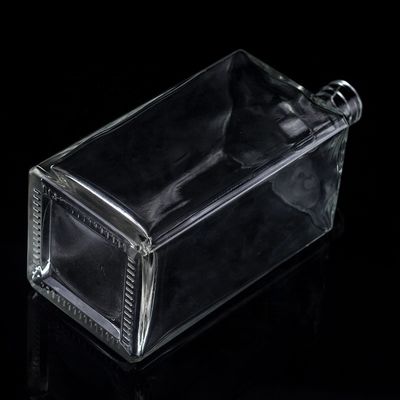 Screen Printing 1000ML Clear Glass Bottle For Vodka Square Shape With Screw Cap