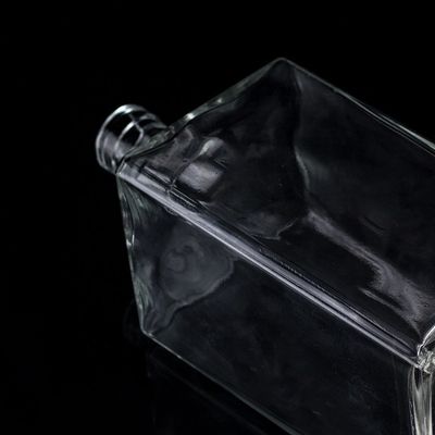 Screen Printing 1000ML Clear Glass Bottle For Vodka Square Shape With Screw Cap