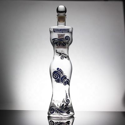 Unique Women Shaped Vodka Glass Bottle with Decal and Assortment of Capacity Choices