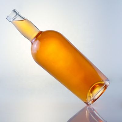 Glass Collar 750ml 700ml Round Shape Bottle for Beverage Sale