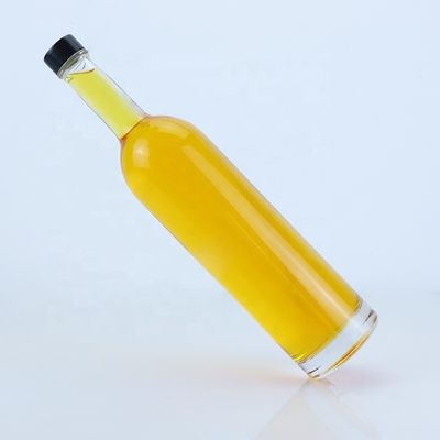 Custom Logo 700ml 750ml High Flint Round Shape Glass Bottle with Screw Top Finish