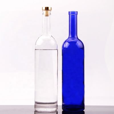750ml Round Shape Glass Vodka Bottle with Cork Cap and Customized Surface Handing
