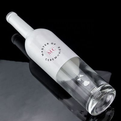 Custom Bottle 750ml White Spray Paint Whisky Vodka Empty Glass Bottle With Cork