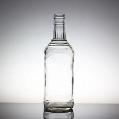 Crystal Flint Glass 750ml Round Vodka Glass Bottles with Glass Collar Manufacturers