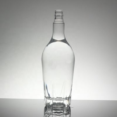 Crystal Flint Glass 750ml Round Vodka Glass Bottles with Glass Collar Manufacturers