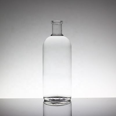 Crystal Flint Glass 750ml Round Vodka Glass Bottles with Glass Collar Manufacturers