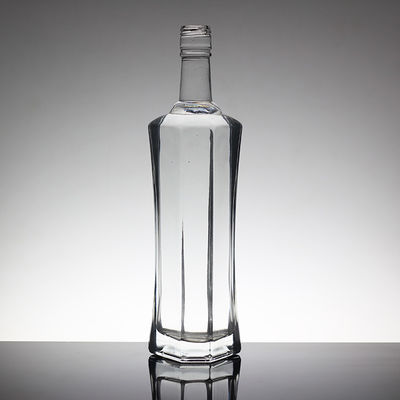 Flint Acid Etch Unique Shape Glass Bottles for Rum Liquor Brandy Whisky Vodka Tequila