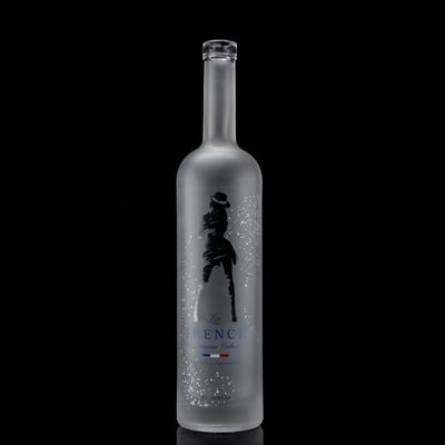 Glass 750ml 500ml Decal Printing Vodka Bottle With Frosted Design And Base Material