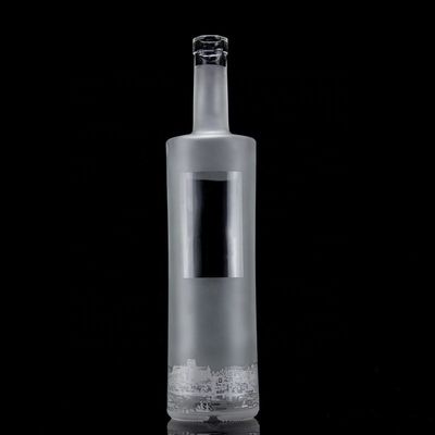 Glass 750ml 500ml Decal Printing Vodka Bottle With Frosted Design And Base Material