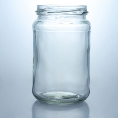 Customized 500ml Wide Mouth Round Glass Honey Jar with Metal Cap and Glass Base Material