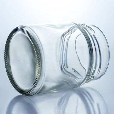 Customized 500ml Wide Mouth Round Glass Honey Jar with Metal Cap and Glass Base Material