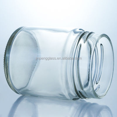 Customized 500ml Wide Mouth Round Glass Honey Jar with Metal Cap and Glass Base Material
