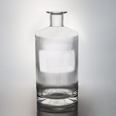 Decal Unique Striped Glass Bottle for Vodka Gin Whiskey Rum Wine Cork 500ml 700ml 750ml