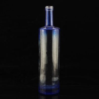 Fancy Screen Printing Round Shape Blue Vodka Bottle for Industrial of Liquor and Gin
