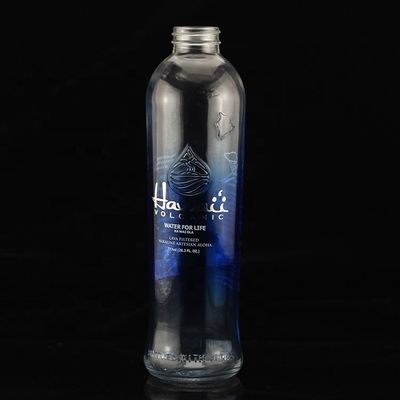 Fancy Screen Printing Round Shape Blue Vodka Bottle for Industrial of Liquor and Gin