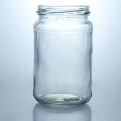 Metal Lid Honey Jam Round Food Grade Glass Jar with Custom Straight Edge Clear Glass