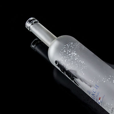 Glass Collar 750ml Acid Etch Vodka Bottle with Clear or Customized Color in Heze