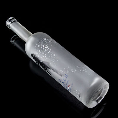 Glass Collar 750ml Acid Etch Vodka Bottle with Clear or Customized Color in Heze